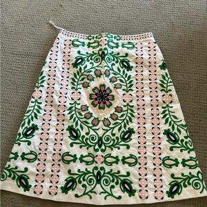 Tory Burch Greenfield Midi Skirt Garden Party Size 12 embroidered